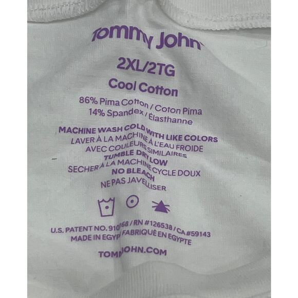 7-26 TOMMY JOHN Men's Top Crew Cool Cotton White 2XL - Picture 3 of 7